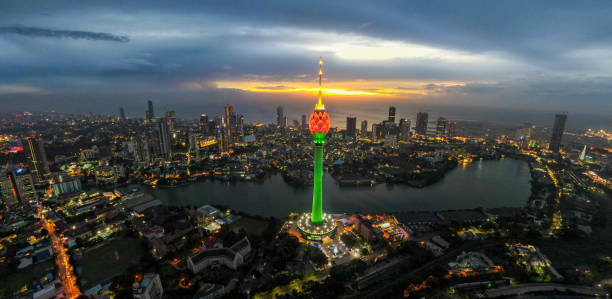 Colombo city lights and Lotus Tower
